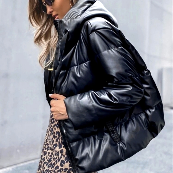 HOODED super puff bomber  jacket - Picture 3 of 6